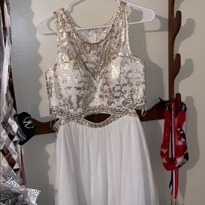 White and gold prom dress. Never worn.